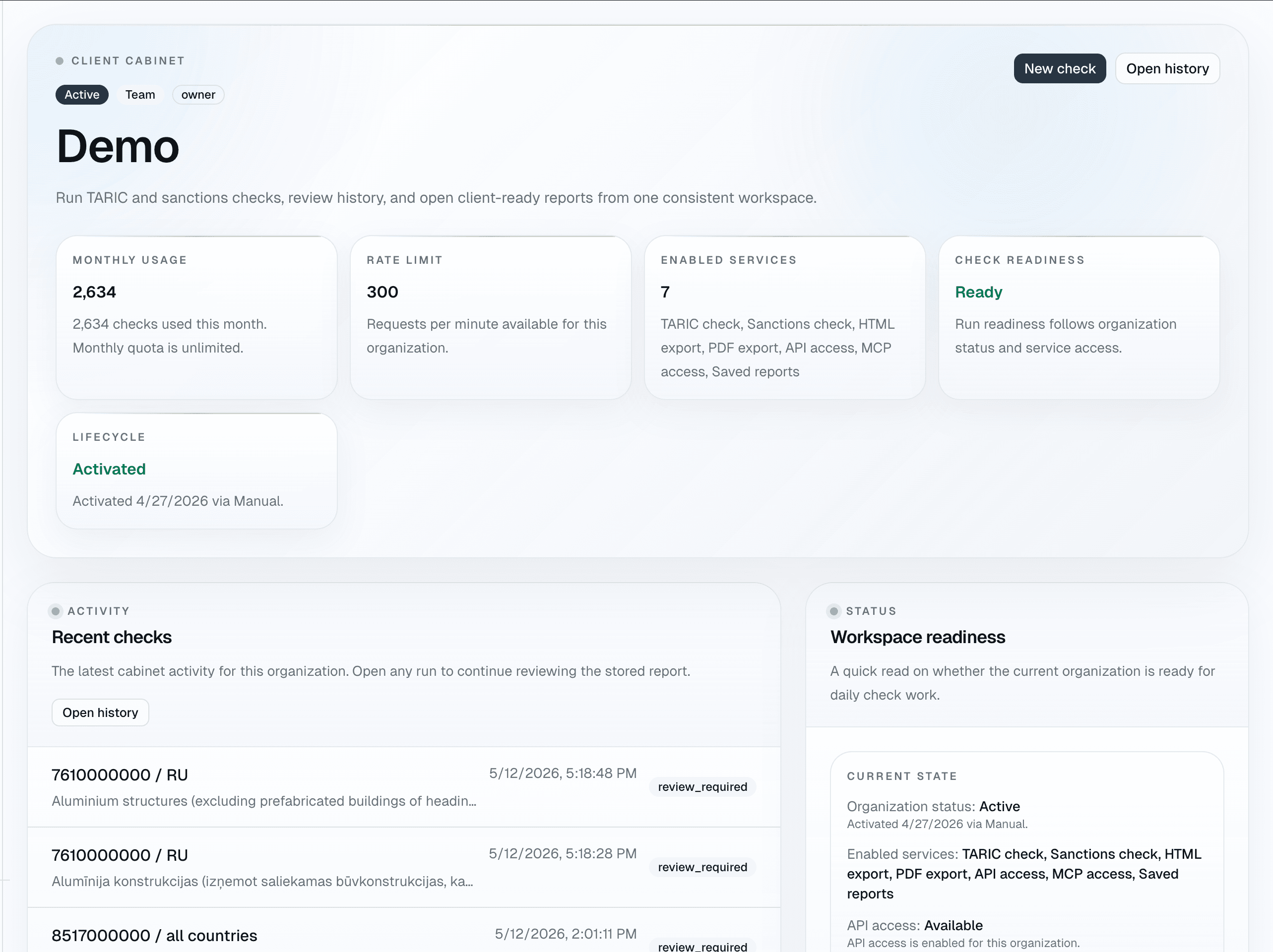 One workspace for screening, cases, reports, users, and access.