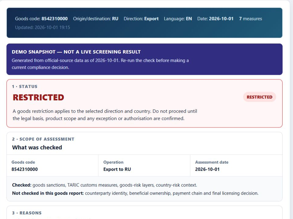 Preview of Integrated circuits: goods restrictions